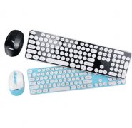 七彩圆键帽无线键盘鼠标套装 笔记本电脑办公家用打游戏